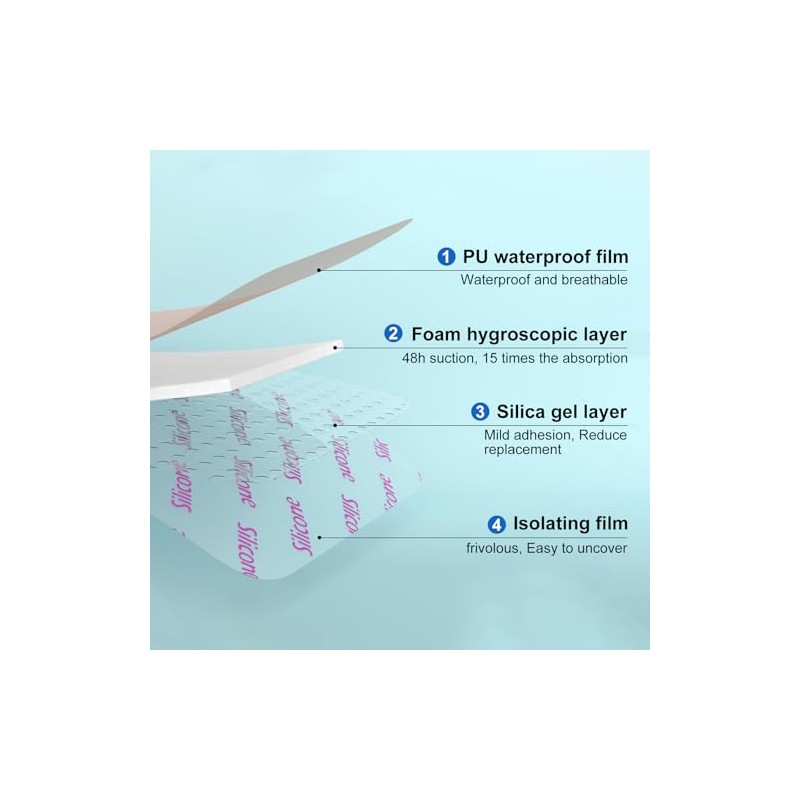 Silicone Foam Dressing 3x3 Gentle Border, Super Absorbent Wound Dressing,