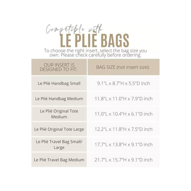 Longchamp 롱샹 르 플리지 백 오거나이저와 호환되는 럭셔리 방수 나일론