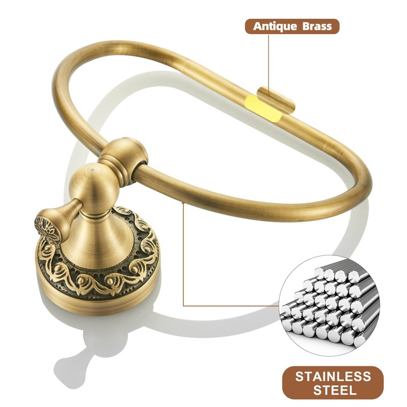 WOLIBEER Brass Towel Ring,Antique Hand Towel Holder, Bathroom Hand Towel