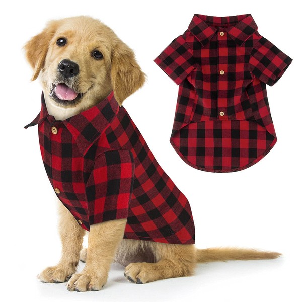 Plaid Buffalo Dog Outfit - Soft Casual Clothes for Small,