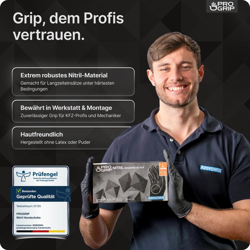 Progrip Orange Disposable Gloves, Extra Strong, Nitrile Gloves, M, 2