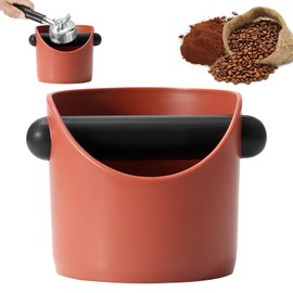 Coffee Knock Box - 0.45L Coffee Grounds Knock Box with Removable Knock Bar and Non-Slip Base, Shock-Absorbent Espresso Knock Box Container, Coffee Accessories (Caramel)