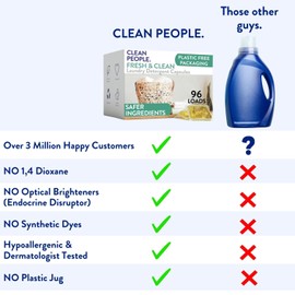 The Clean People Laundry Detergent Pods - Hypoallergenic Laundry Pods - Ultra Concentrated, Recyclable Packaging, Stain Fighting - Peppermint, 96 Pack