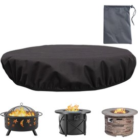 Round Fire Pit Cover - Firepit Cover Dust Cover Outdoor,Waterproof Cover 600D Oxford Outdoor Fireplace Cover, Patio Fire Pit Protector, Fire Pit Accessories