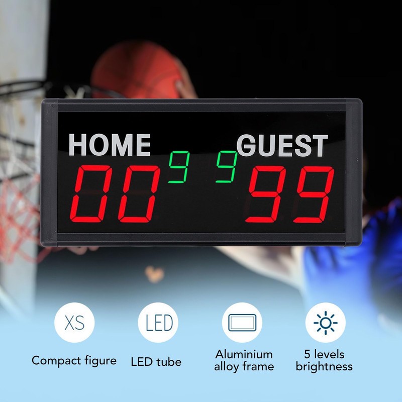 6 Digits Bluetooth Electronic Scoreboard, 4 Red 2 Green Portable