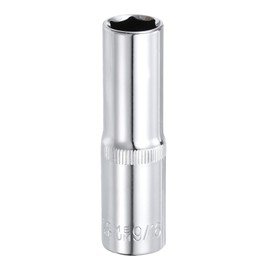HARFINGTON 6-Point Socket 1/2" Drive by 9/16" SAE 3.07" Length Deep Socket CR-V Square Drive Sockets Mirror Polished Chrome Socket Hand Tool for Car Repair Mechanical Maintenance