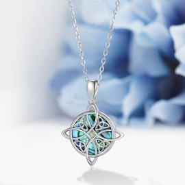 Feijiesi Celtic Witches Knot Necklace 925 Sterling Silver Nudo De Bruja Witch Necklace for Women Witch Witchy Jewelry Gifts for Women