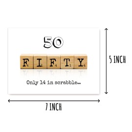 Scrabble 50Th Decade Birthday Card - 50 Its Only 14 In Scrabble - Birthday Greeting Card - Funny Greeting Card - Meaningful Greeting Cards.