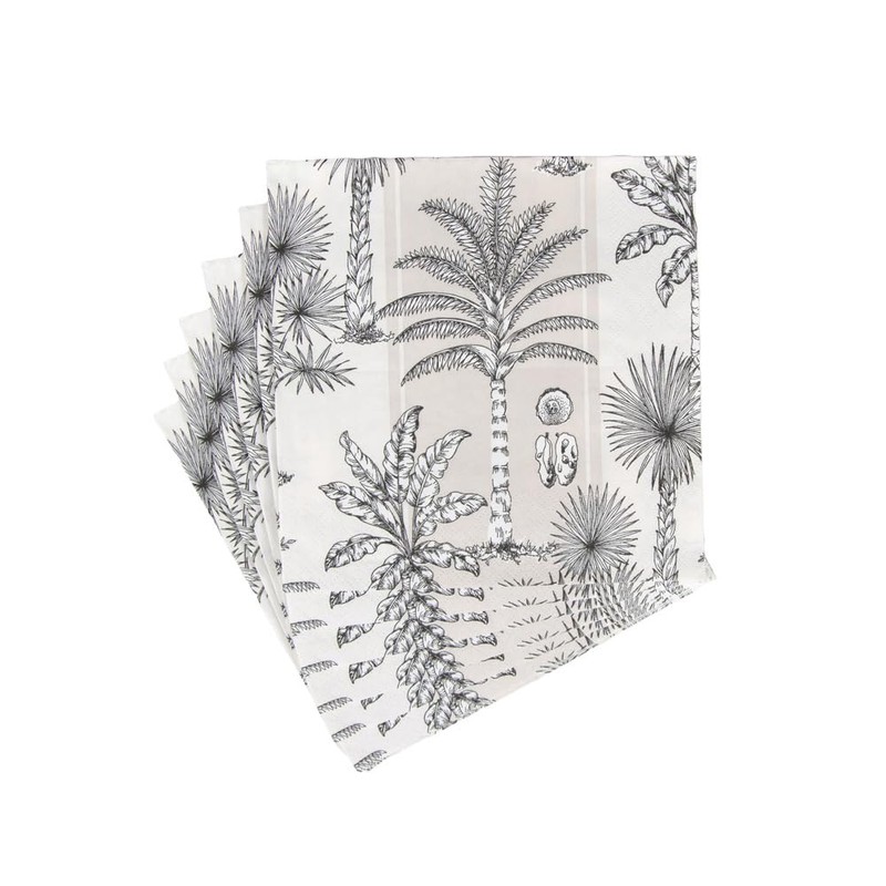 Caspari Southern Palms Flax & White Luncheon Napkins - 20