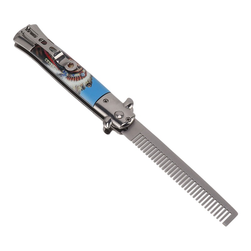 Men Spring Comb Pocket Size Stainless Steel Teeth Foldable Brush
