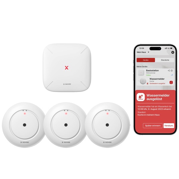 X-Sense X-Sense Smart Wassermelder mit Batterie, WLAN Wassersensor, kompakter berschwemmungssensor