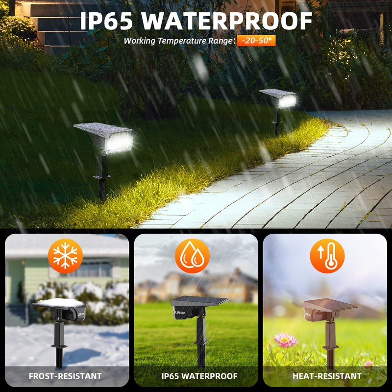 LEREKAM Solar Spot Lights Outdoor,40 LEDs Solar Outdoor Waterproof Landscape