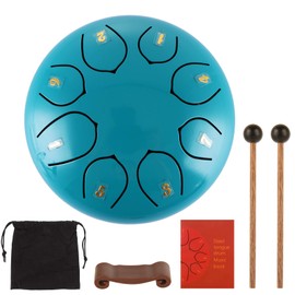 LDHHYH 8 Notes 6 Inch Steel Tongue Drum, Tongue Drum Instrument with Bag Sticks Music Books, Rain Drum for Outside, Hand Pan Drums for Musical Entertainment Meditation Yoga - Malachite