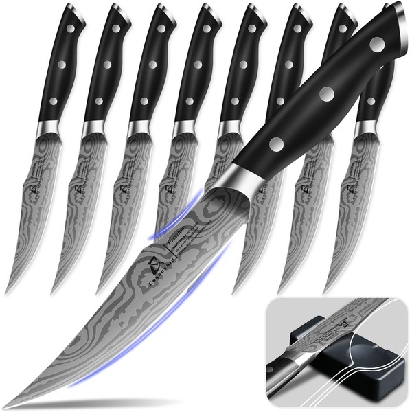 CoquusAid Steak Knives Set of 8, 4.8 Inch Straight Edge