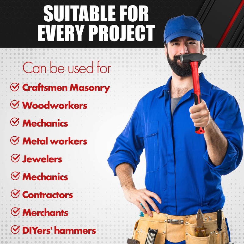 C&T 6-Piece Hammer Set, Fiberglass Handle & Mallet Set, Metal