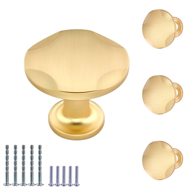 IAFVKAI 4 Pieces Cabinet Knobs Zinc Alloy Drawer Knobs Brushed