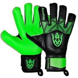 Keeperking Goalkeeper Gloves Children Youth Adults Football Gloves without Fingersave 4 mm Forehand (7, B-Green)