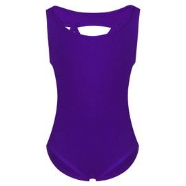 Phineein - Maillot de gimnasia sin mangas para niñas - Unitards atléticos cruzados para niños, Púrpura Royal, 4-6 Años