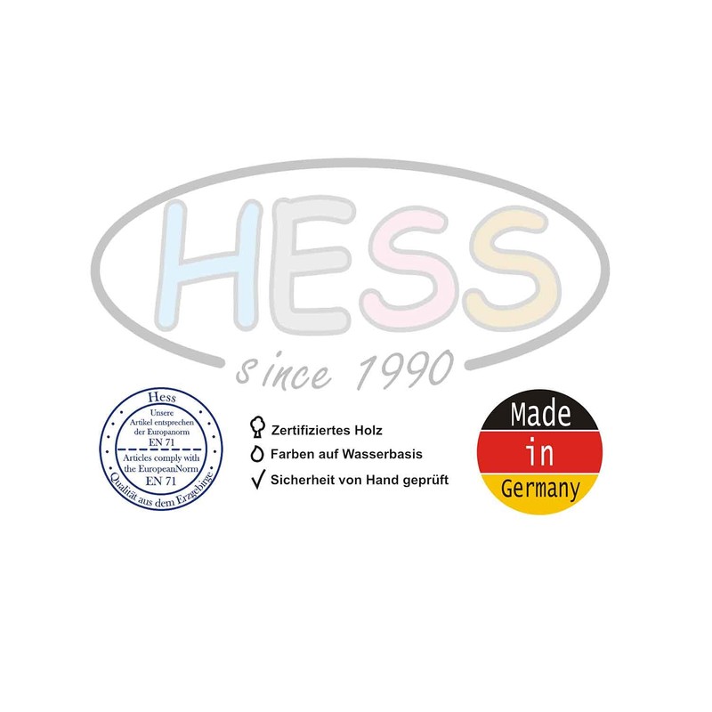Hess Holzspielzeug 30012 Wooden Wall Clock for Children, Bear Nature