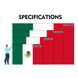 Mexico Extra Large Flag 10x15FT Giant Mexican National Polyester Printed Latin America Flag With 5 Grommets For Mexican Themed Festival Event Parade Party Heritage Hispanic Month Decoration