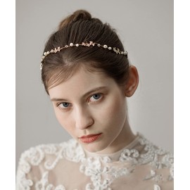 Asphire Handmade Bridal Rhinestone Pearl Headband Shiny Iced Out Hair Band Elegant Women's up-do Hair Piece Bridesmaid Headpiece for Wedding