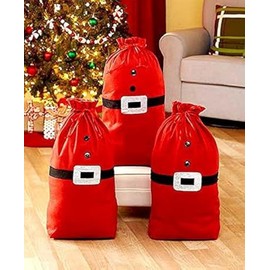 Set of 3 Large Fabric Santa Sacks