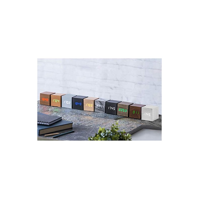 Gingko Design Ginko Design Cube Click Clock Marble/White LED