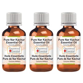Greenwood Essential Pure Nar Kachur Essential Oil (Curcuma zedoaria) Steam Distilled for Personal Care (Pack of Three) 100ml X 3 (10oz)