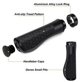 YERUUE Bicycle Grips Handlebar Grips Ergonomic Grips Bicycle Handlebar MTB Bicycle Grips for 22 mm Bicycle Mountain Bike Quick Assembly (Black)