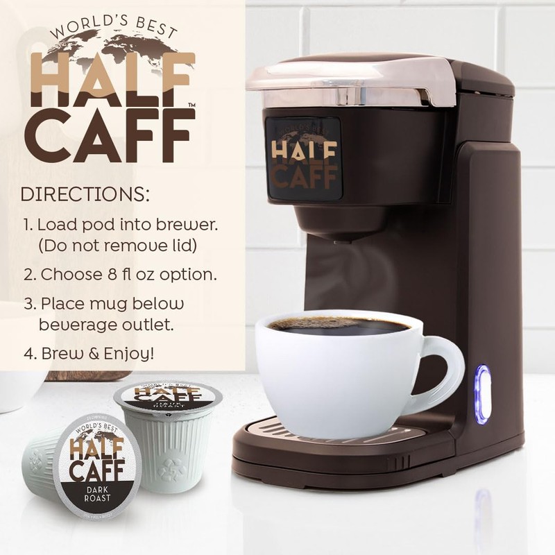 World's Best Half Caff Dark Roast Coffee Pods, 100 ct,