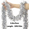 KINGLAKE Christmas Tinsel Garland, 10M x 9CM Silver Xmas Shiny