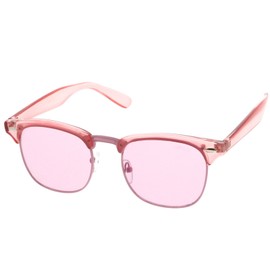 zeroUV Classic Translucent Horn Rimmed Square Color Tinted Lens Half Frame Sunglasses 49mm (Pink/Pink)