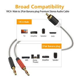 HOSONGIN RCA to Banana Plug Adapter Cable 3.3 Feet -2 Pack,RCA Male to Banana 2 Male Plug Y Splitter Speaker Wire Audio Cable, Gold-Plated Double Shielding Hi-Fi Systems Stereo Cable