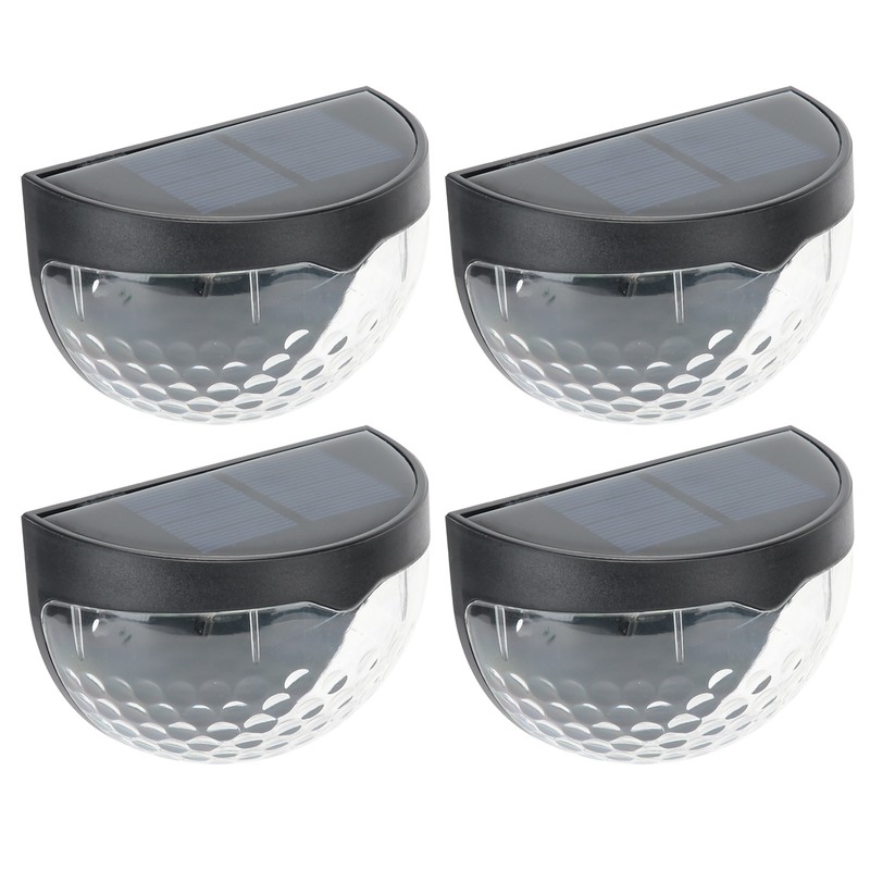 4Pcs Outdoor Waterproof Semicircle 6LED Solar Power Wall Lamp Black