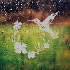 Humming Bird Vinyl Etched Decals Front Door Window Safety Film Sticker 02 (14" W x 14" T)