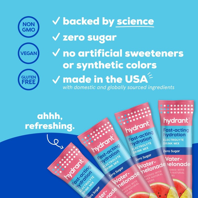 Hydrant Hydrate No Added Sugar, Individual Hydration Electrolyte Powder Stick