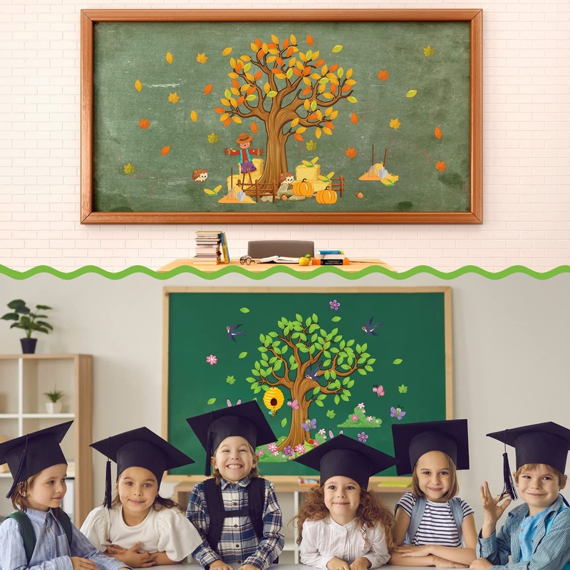 Teling 239 Pcs Season Tree Classroom Bulletin Board Decor Spring