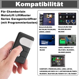 Garage Door Opener Remote Control Compatible with Chamberlain MotorLift LiftMaster TX4RUNI, TX2REV, 84335EML, 84333E, 94333E, 4335EML Handheld Transmitter 433.92MHz for MotorLift 500, 700, 1000