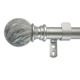 Decopolitan 29653-AS72 - Juego de barra de cortina individual de bola de mármol, 72 a 144 pulgadas, plata envejecida
