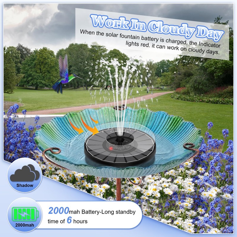 Yzert Solar Fountain with Battery Indicator & 2000mAh, 3.5W 2025