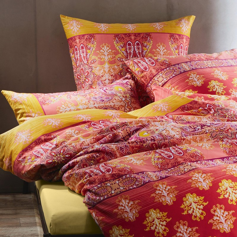 Erwin Müller Maco Satin Cushion Cover Coral Yellow Size 80