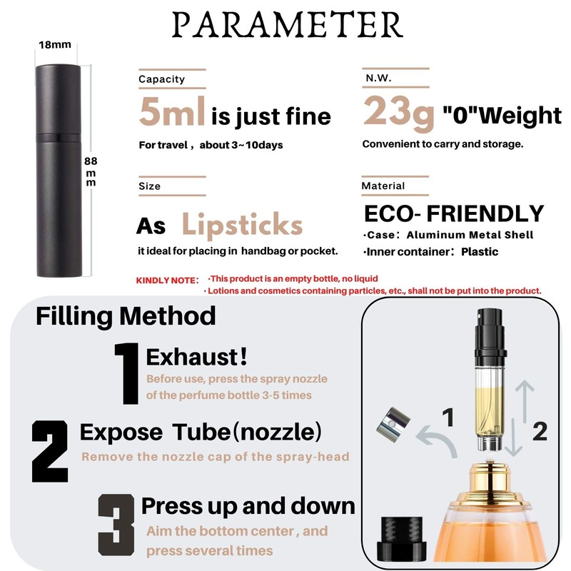 AsaNana AsaNana Perfume Atomiser, Refillable & Travel Size Perfume Bottle,
