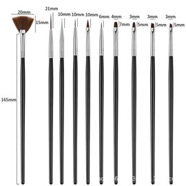 15pcs Black Nail Art Brushes Set, Nail Art Design Tools, Nail Dotting Tools, Nail Dust Brush, Striping Nail Art Brushes for Long Lines, Nail Drawing Pen For Nail Design