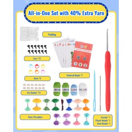 Soobeeke Crochet Kit for Beginners Kids & Adults – Knitting Kit w/Yarn, Hook – 6 Animal Crochet Kits for Adults – Includes Frog, Turtle & More – Step-by-Step Video – Gift for Teens & Women