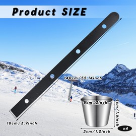 Sunnychicc 1 Set 5 ft Shot Board with 4 Stainless Steel Shot Glass Set 4 Person Drinking Retro Vintage Rustic Wood Drinking Board for Vacations Weddings Bar Family Gathering Celebrations Party (Black)