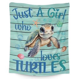 Sea Turtle Blanket - Soft, Fuzzy & Warm - 40"x50" Small Blanket for Couch, Sofa - Blue Cute Throw Gifts for Adults, Kids