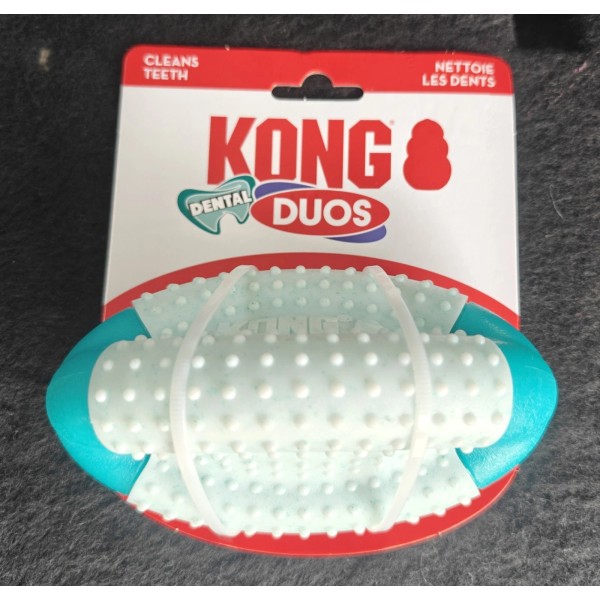 KONG Duos Dental Football Md/Lg Textured Easy Grip Dog Fetch