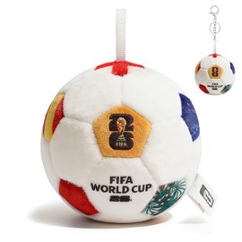 MESUCA Edici'n Oficial Copa Mundial FlFA 2026, Coiin de Peluche 11.8 Pulgadas, Llavero Balón Futbol Mini 4.72 Pulgadas, Mercancia Mundial para Aficion