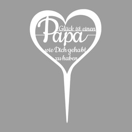 Illumino Grave Ornament Grave Stake White Weatherproof Grave Decoration Made of Steel with Mourning Saying I Glück ist einen Papa..I Eine liebevolle Erinnerung