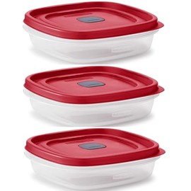 Utensilux Rubber maid Food Storage Containers Three Cup Food Storage Containers 7 Peice Set, Easy Find Lids, 3 Containers, 3 Lids Chalk Pen And Chalk Labels
